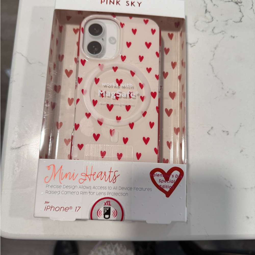 Pink Sky Heart Design iPhone 17 Case with MagSafe